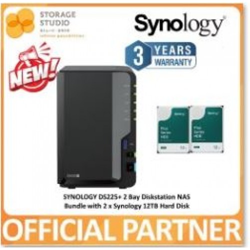 SYNOLOGY 2-Bay Diskstation DS225+ Synology Plus Series HAT3300 2 x 12TB